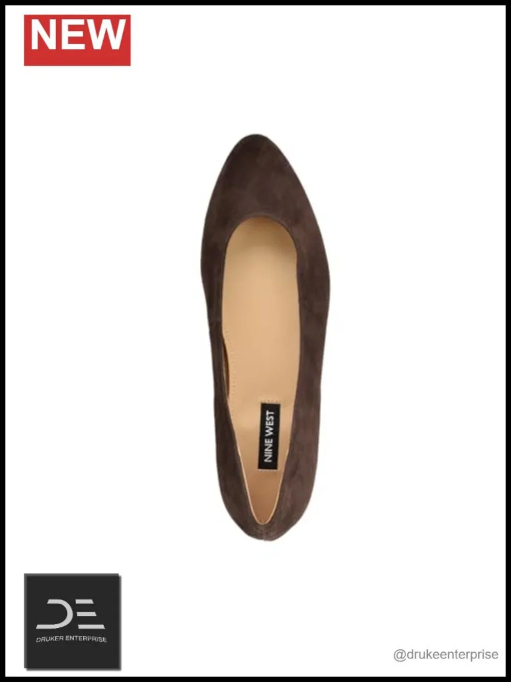 Nine West Suede Almond Toe Slip-On Flats .35 Heel